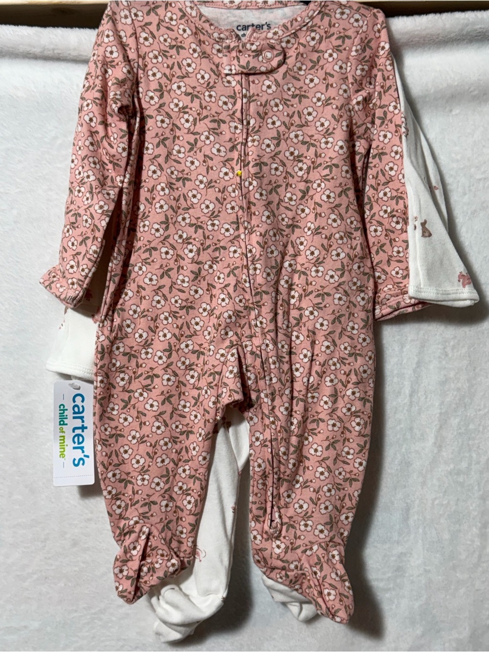 Carter's Dusty Pink Floral Footed One-Piece